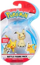 Pokemon Battle Figure (Mimikyu & Pikachu) + Pokémon Pen + 5 Pokémon Stickers | Poké-Mon Speelgoed Speelfiguur Actiefiguur voor kinderen jongens meisjes | Greninja, Raichu, Umbreon,