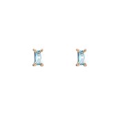 Diamant oorbellen - Dottilove - Licht blauw -14K Verguld - Recht hoek - Minimalistisch