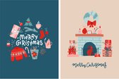 Fabrique a la Carte Kerstkaarten Set 'Christmas Chimney' - 14 Kaarten -  A6 houtvrij enkelzijdige duurzame kaarten