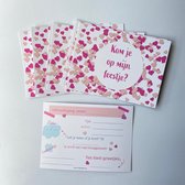 Uitnodiging kinderfeestje - hartjes - roze - 10 stuks - invulkaart - meisje - confetti - Inkollors - verjaardag