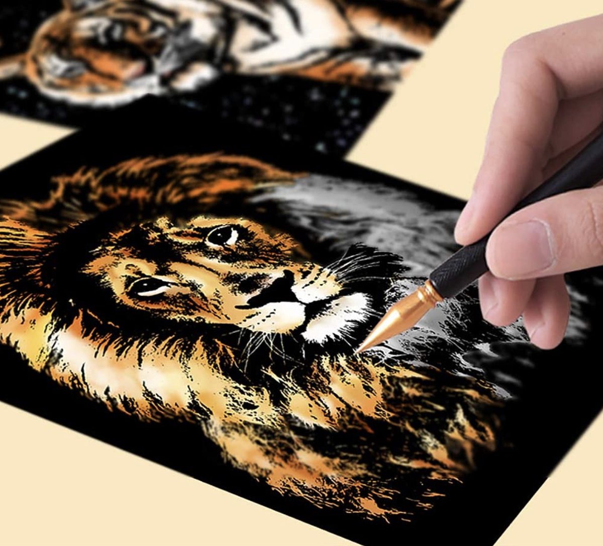 Scratch Art 4x A4 Deluxe Set incl. Tools | Meerdere Varianten | Kinderen & Volwassenen | Magic Kras Tekeningen Kraskaarten Krasfolie Kraskaart | Knutselen Tekenen | Painting Schilderen op Nummer Diamond Painting | Knutselpakket Tekenpakket Handwerken — afbeelding 5