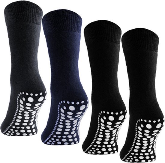 Huissokken anti slip - Antislip sokken - maat 39-42 - 1 paar - Blauw - Budino