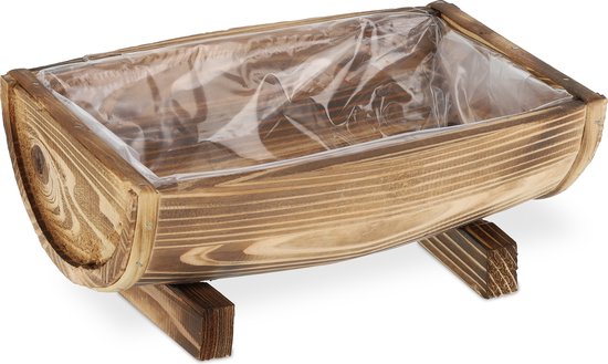 Relaxdays plantenbak hout 2 stuks plantenkruiwagen Relaxdays plantenbak hout 2 stuks plantenkruiwagen