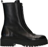 Manfield - Dames - Zwarte leren boots met rits - Maat 39