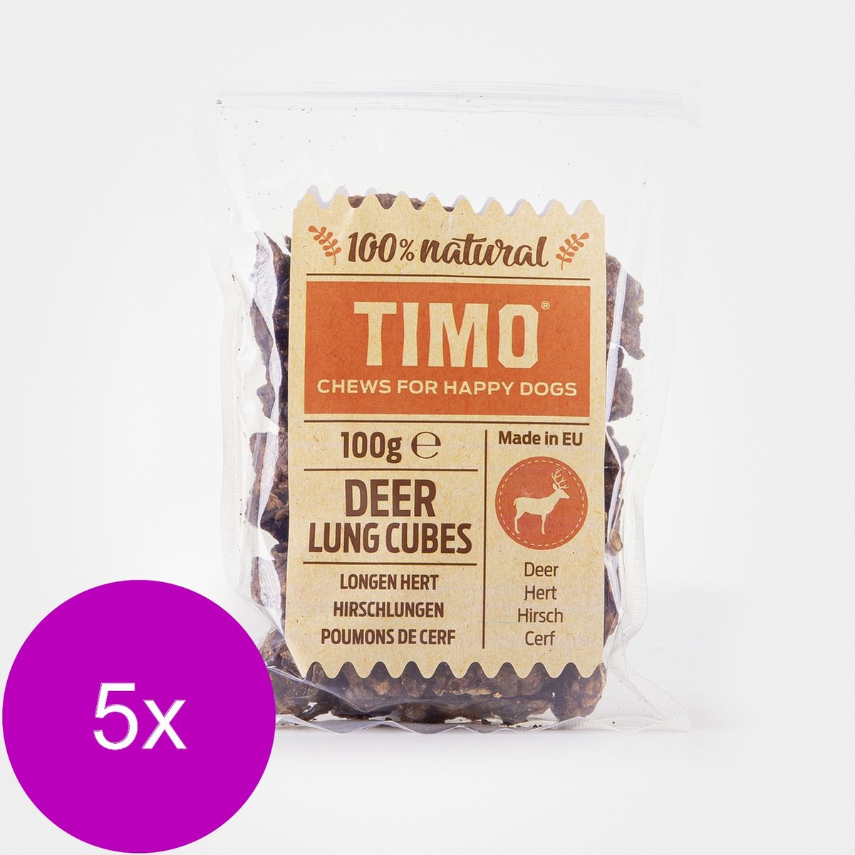 Timo Longen - Hondensnacks - 5 x Hert 100 g