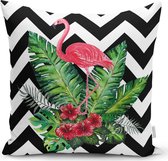 Zethome Flamingo - Sierkussenhoes - Kussenhoes 43x43 cm - Soft Touch - 2 stuks - Dubbelzijdig Bedrukt - Kussenhoesjes - Sierkussenhoes