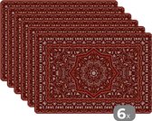 Placemat - Placemats kunststof - Perzisch Tapijt - Kleed - Mandala - 45x30 cm - 6 stuks - Hittebestendig - Anti-Slip - Onderlegger - Afneembaar