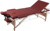 Inklapbare massagetafel 3 zones met houten frame (Rood)