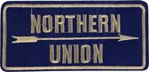 Northern Union Tekst Strijk Embleem Patch Denim Blauw 11 cm / 5 cm / Blauw Beige