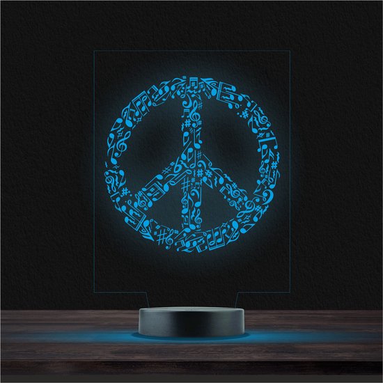 Led Lamp Met Gravering - RGB 7 Kleuren - Peace