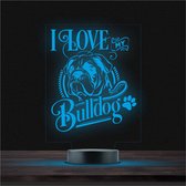 Led Lamp Met Gravering - RGB 7 Kleuren - I Love My Bulldog