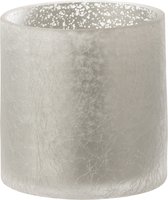 J-Line Windlicht Cilinder Craquele Glas Grijs Small Set van 3 stuks