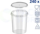 240 x plastic emmertjes met deksel - 1000 ml - ø118mm - plastic bakjes - vershoudbakjes - meal prep bakjes - transparant - geschikt voor diepvries, magnetron en vaatwasser - Nederl