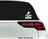 Auto - raam  sticker  I the dober man  dog - hond - kleur wit