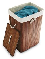 relaxdays Panier à linge pliable - Bois de bambou - Sac à linge en coton - 3 couleurs - 65 cm