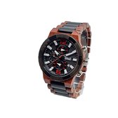 Woed | Grover - Houten horloge heren - 48 mm - Quertz - Premium - Red Wood - Rood - Bruin
