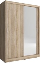 InspireMe- Kledingkast met spiegelkast kledingkast schuifdeur Borneo A1 (Sonoma, 130 cm)