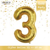 Cijfer Ballon 3 Jaar * Hoera 3 Jaar Snoes * 80 cm Verjaardag Nummer Ballon * Snoes * Verjaardag Versiering * Kinderfeestje * Goud* Gold Party * Nummer Ballon 3