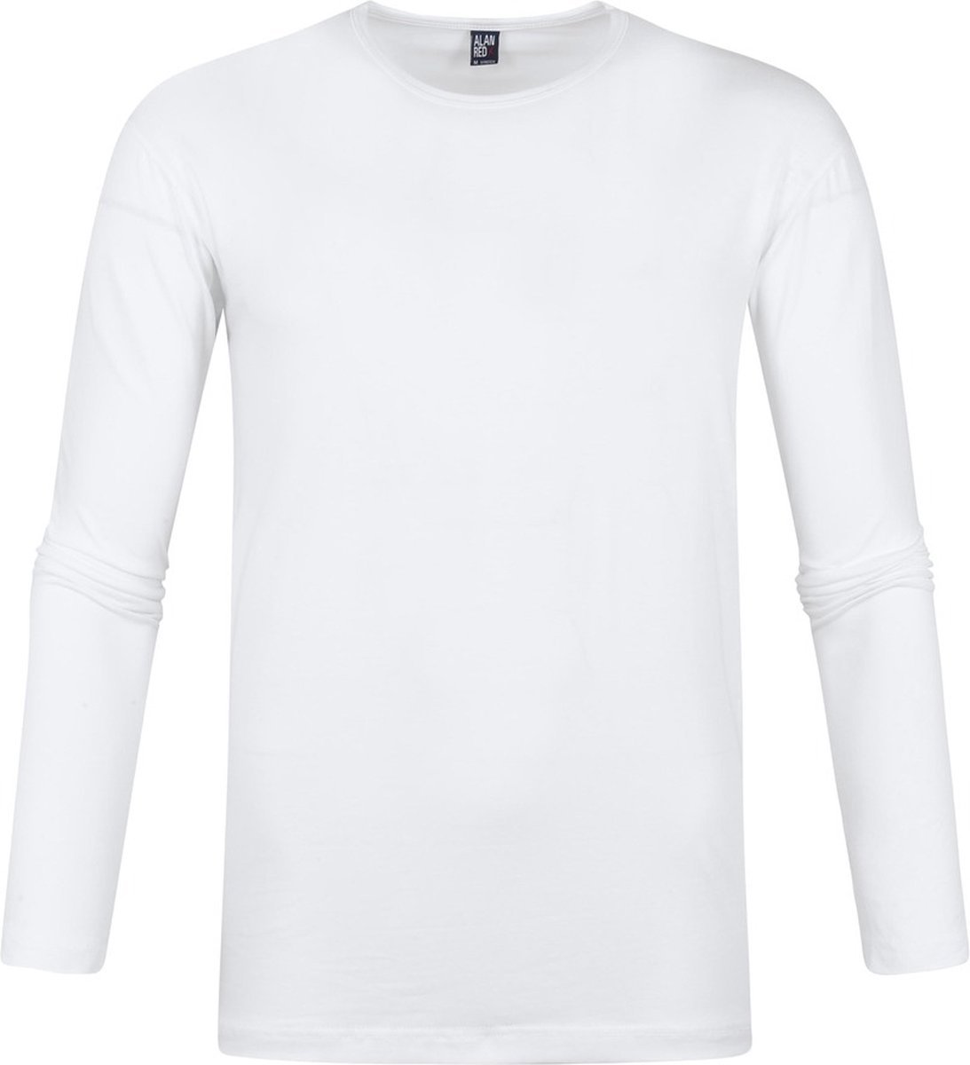 Alan Red Olbia Heren T-shirt Lange Mouw Wit Ronde Hals Body Fit