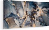Artaza Glasschilderij - Abstracte Luxe Kunst - Zwart met Goud - 120x60 - Groot - Plexiglas Schilderij - Foto op Glas