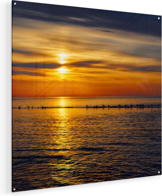 Peinture sur verre Artaza - Coucher de soleil dans la mer - 80 x 80 - Groot - Peinture en plexiglas - Photo sur Glas