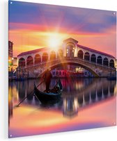 Artaza Glasschilderij - Gondel bij de Rialtobrug in Venetië, Italië - 70x70 - Plexiglas Schilderij - Foto op Glas
