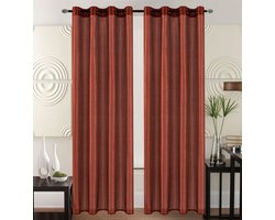 Kant en Klaar Vitrage Gordijn - Met Ringen - 140x240 cm - Roes rood