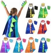 Dino feest set van 6 Dino capes, maskers en polsbandjes - Mix van kleuren - Dino kinderfeest - Dinosaurus - Dino verkleedpak jongen en meisje - Cosplay unisex 3 tot 8 jaar