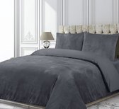 Velvet Couture Dekbedovertrek - 140x200/220 cm - Velvet Touch-donker grijs