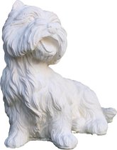 Tuinbeeld Hond Westy (Wit) , bestemd voor binnen en buiten.