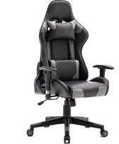 Bol.com Gamestoel Thomas - bureaustoel racing gaming stijl - zwart grijs aanbieding