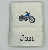 Handdoek met motor en naam 50 x 100 cm