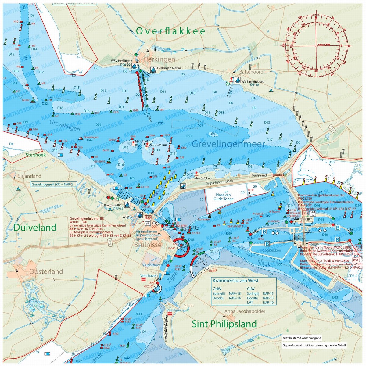 Kaartkussen incl vulling 50x50cm grevelingen bruinis