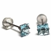 Aramat jewels ® - Zirkonia zweerknopjes vierkant 5mm oorbellen licht blauw chirurgisch staal