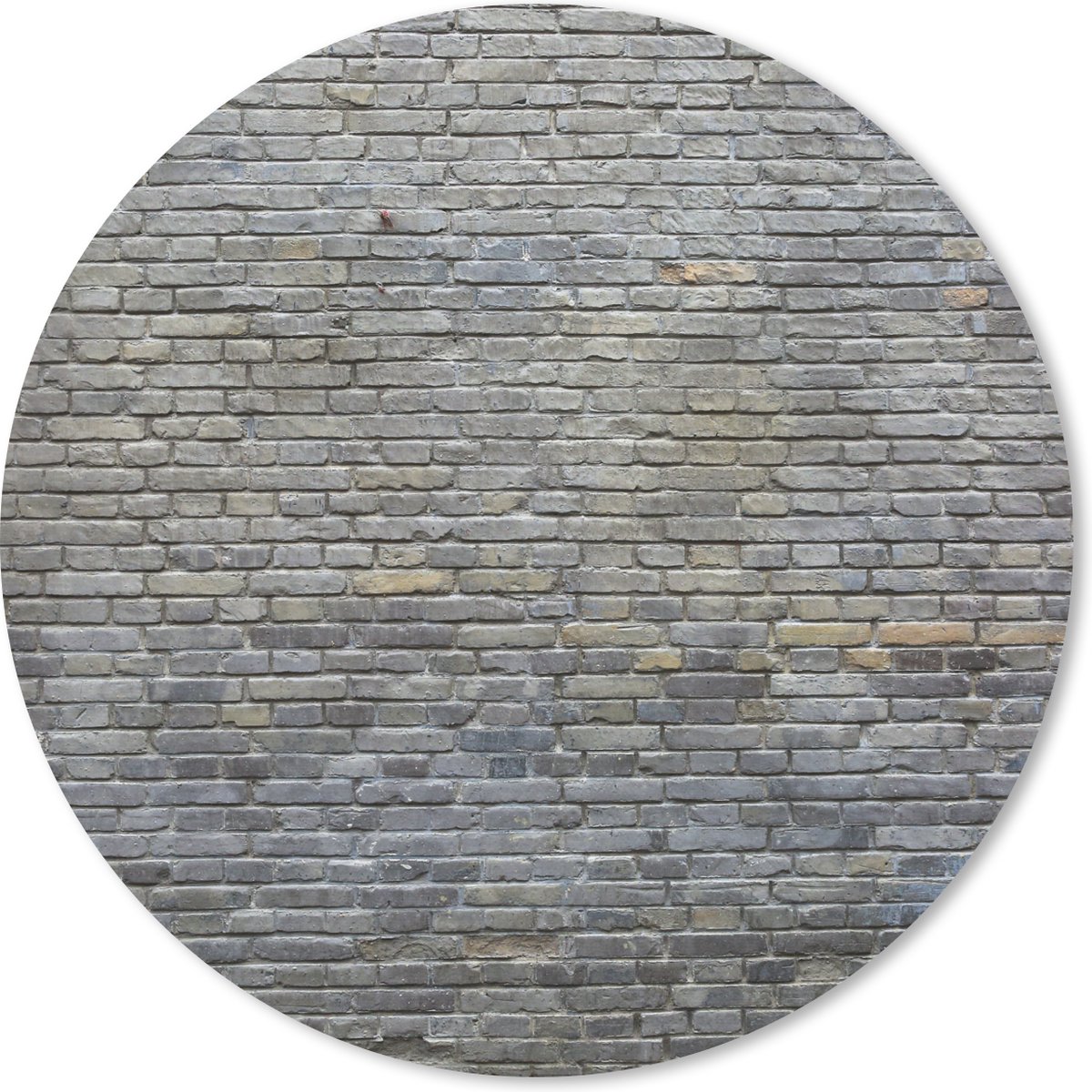 Muismat rond 50x50 cm - Mousepad Muur - Bakstenen - Grijs - Ronde muismatten