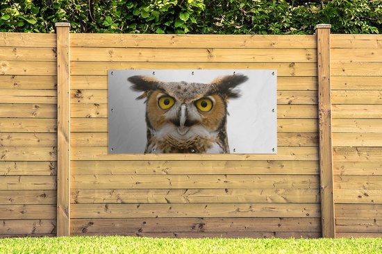 Affiche clôture Hibou - Vogel - Portrait - 200x100 cm - Toile de jardin