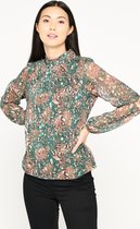 LOLALIZA Blouse met luipaard print - Groen - Maat 42