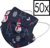 Mondkapje Wegwerp Mondmasker Kerst Universeel Niet Medisch Sneeuwpop - 50x