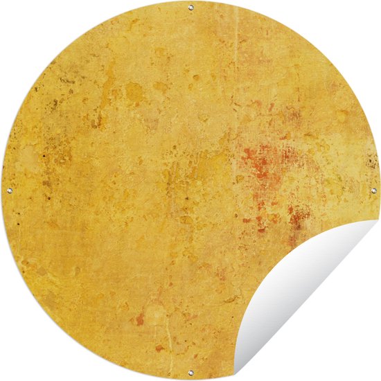 Tuincirkel Muur - Geel - Steen - 150x150 cm - Ronde Tuinposter - Buiten