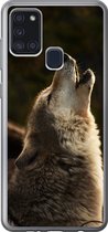 Geschikt voor Samsung Galaxy A21s hoesje - Wolf - Grijs - Dieren - Siliconen Telefoonhoesje