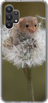 Geschikt voor Samsung Galaxy A32 5G hoesje - Muis - Jong - Bloemen - Siliconen Telefoonhoesje