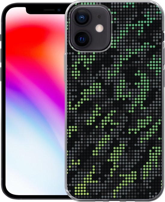 Coque iPhone 12 - Motif camouflage à pois verts et gris - Siliconen