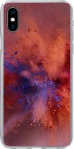 Geschikt voor iPhone Xs Max hoesje - Poeder - Rood - Oranje - Abstract - Siliconen Telefoonhoesje