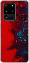 Geschikt voor Samsung Galaxy S20 Ultra hoesje - Inkt - abstract - Rood - Blauw - Siliconen Telefoonhoesje