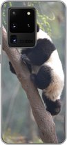 Geschikt voor Samsung Galaxy S20 Ultra hoesje - Panda - Dier - Boom - Siliconen Telefoonhoesje