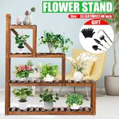 Houten Plant Bloem Stand-Plank Balkon Tuin Bloem Plant Stand-Display Plank-Hoek Stand-Display Plank-3 Tier 9 Potten