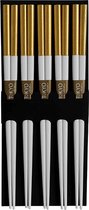Tokyo Design Studio - Chopstick Set - Goud/Witte Eetstokjes – Set van 5 paar