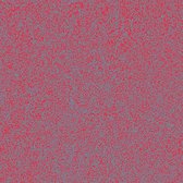 Rood vinyl met een grillig, lichtblauw lijnenpatroon.