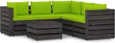 Decoways - 6-delige Loungeset met kussens grijs geïmpregneerd hout