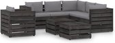 Decoways - 8-delige Loungeset met kussens grijs geïmpregneerd hout